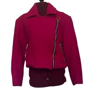 Pelican Cove Vintage punk wool pink zipper motorcycle jacket sm